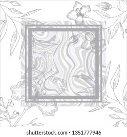 flowers and leafs with frame isolated icon