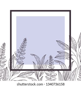 flowers and leafs with frame isolatedicon