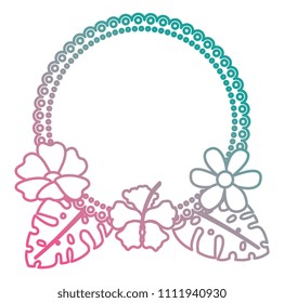 flowers and leafs garden circular frame