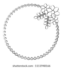 flowers and leafs garden circular frame