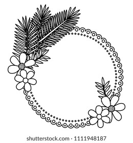 flowers and leafs garden circular frame