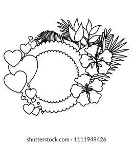 flowers and leafs garden circular frame