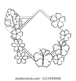 flowers and leafs garden frame