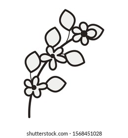 flowers and leafs garden icon vector illustration design