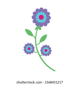 flowers and leafs garden icon vector illustration design