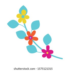 flowers and leafs garden icon vector illustration design