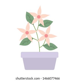 flowers and leafs garden in square ceramic pot decoration