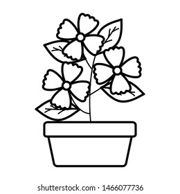 flowers and leafs garden in square ceramic pot decoration