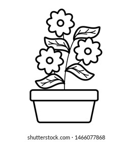 flowers and leafs garden in square ceramic pot decoration