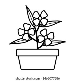 flowers and leafs garden in square ceramic pot decoration