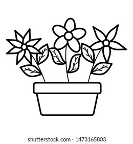 flowers and leafs garden in square ceramic pot decoration