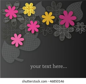 Flowers and leafs with gray background