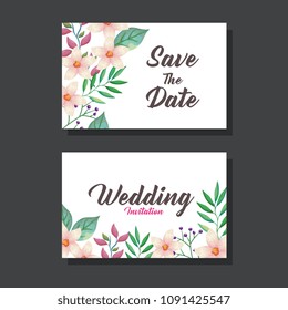 flowers and leafs invitation card