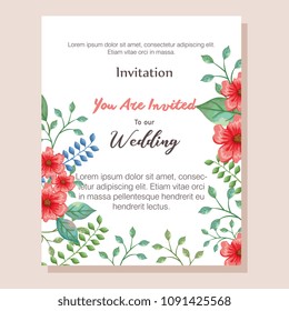 flowers and leafs invitation card