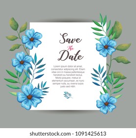 flowers and leafs invitation card