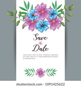 flowers and leafs invitation card