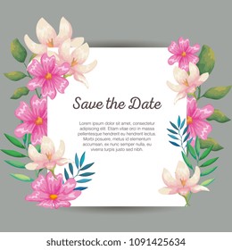 flowers and leafs invitation card