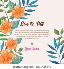 flowers and leafs invitation card