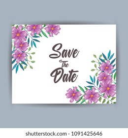 flowers and leafs invitation card