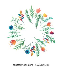 flowers and leafs isolated icon vector illustration design