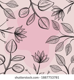 flores y folletos naturaleza patrón ecología diseño de ilustraciones vectoriales