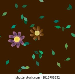 Flowers and leafs seamless ornamental vector pattern.