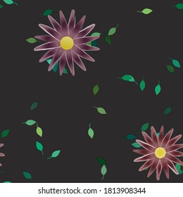 Flowers and leafs seamless ornamental vector pattern.