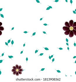 Flores y hojas sin fisuras de vectores ornamentales.