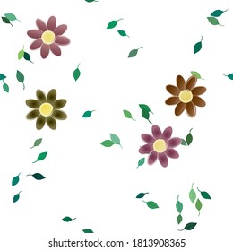 Flowers and leafs seamless ornamental vector pattern.