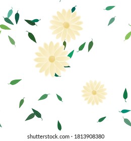 Flowers and leafs seamless ornamental vector pattern.