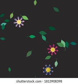 Flores y hojas sin fisuras de vectores ornamentales.