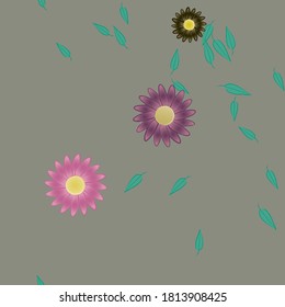 Flowers and leafs seamless ornamental vector pattern.