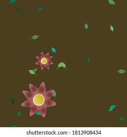 Flowers and leafs seamless ornamental vector pattern.