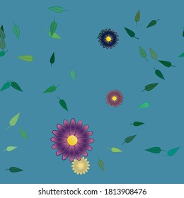 Flowers and leafs seamless ornamental vector pattern.