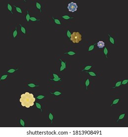 Flowers and leafs seamless ornamental vector pattern.