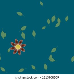 Flowers and leafs seamless ornamental vector pattern.