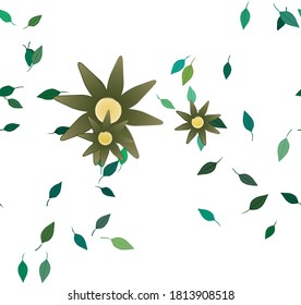 Flowers and leafs seamless ornamental vector pattern.