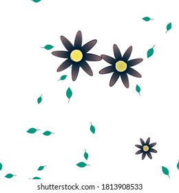 Flowers and leafs seamless ornamental vector pattern.