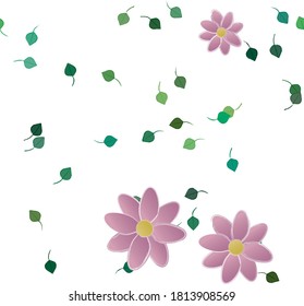 Flowers and leafs seamless ornamental vector pattern.