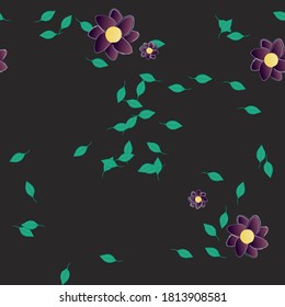 Flowers and leafs seamless ornamental vector pattern.