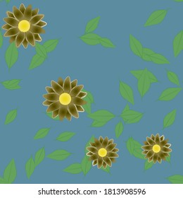 Flowers and leafs seamless ornamental vector pattern.