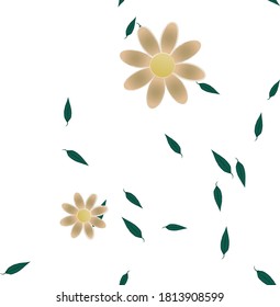 Flowers and leafs seamless ornamental vector pattern.