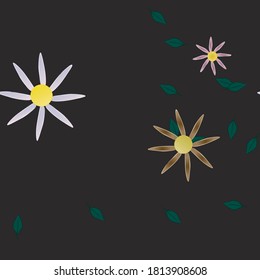 Flowers and leafs seamless ornamental vector pattern.