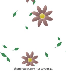 Flowers and leafs seamless ornamental vector pattern.