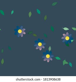 Flowers and leafs seamless ornamental vector pattern.