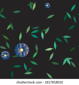 Flowers and leafs seamless ornamental vector pattern.