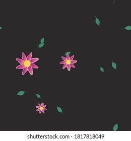 Flowers and leafs seamless ornamental vector pattern.