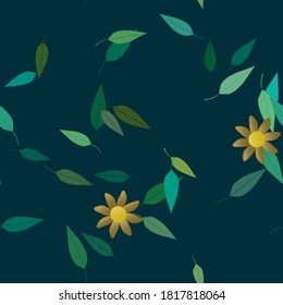 Flowers and leafs seamless ornamental vector pattern.