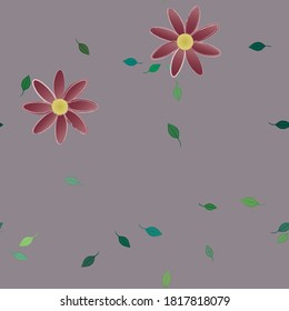 Flowers and leafs seamless ornamental vector pattern.