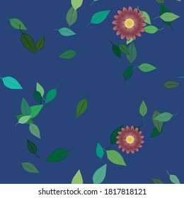 Flowers and leafs seamless ornamental vector pattern.